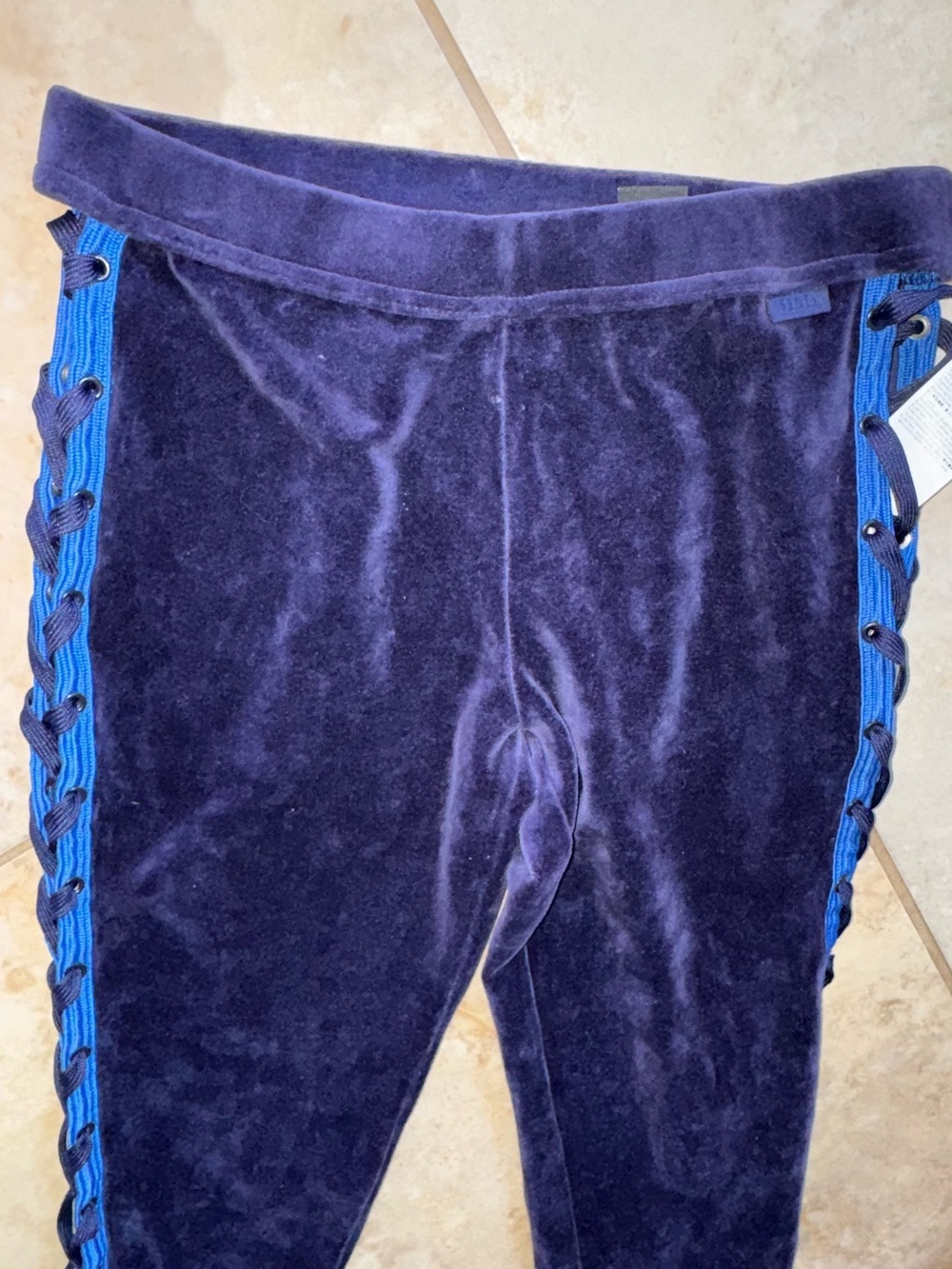 Fenty Puma Rihanna Velour Lace Up Pants Blue S NWOT - Picture 4 of 9